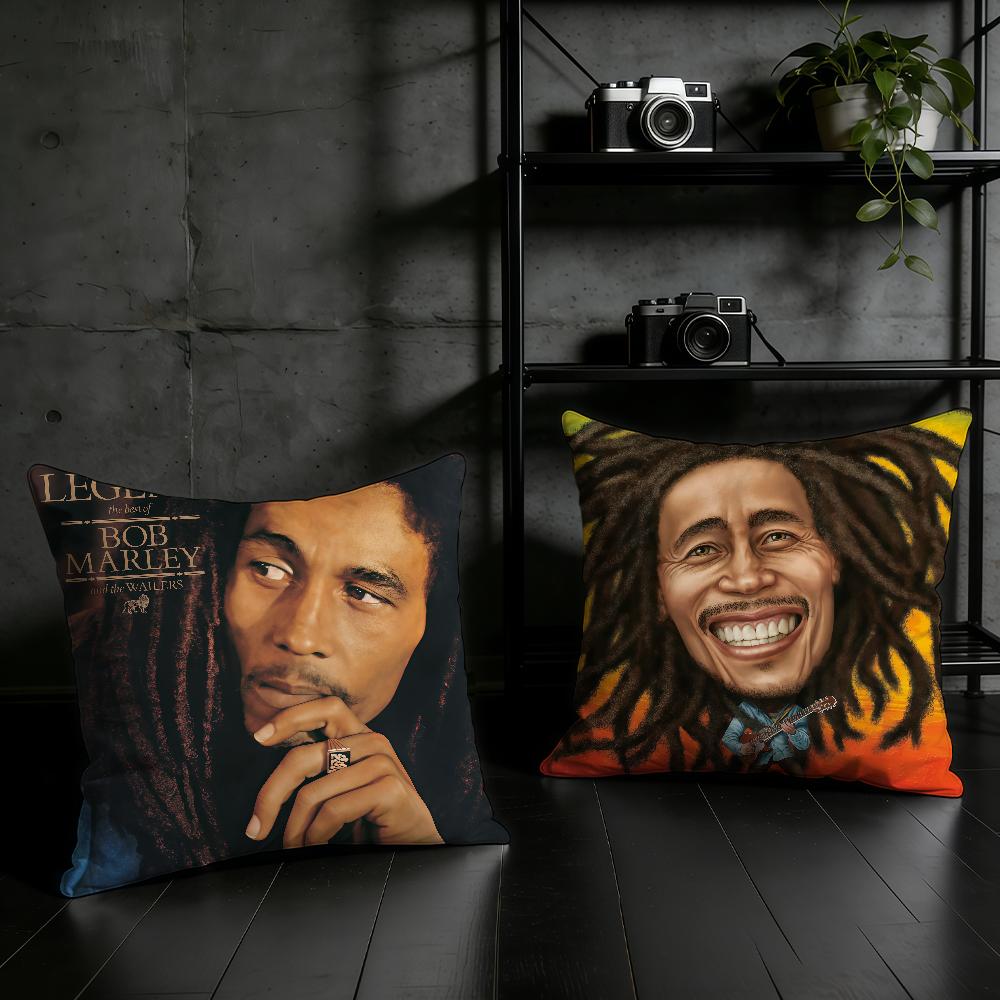 B-Bob M-Marley Singer Cushion Cover Birthday Anniversary Gifts Double Sided Printed Zipper Cushion Cover Soft Skin Bedding