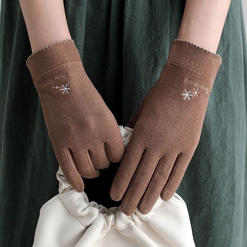 

Женские уличные однослойные бархатные перчатки K-стиля для утренней зарядки De Rong [0401]-Brown (single layer) One size