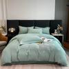 Luxury Embroidered Brushed Cotton Blend Bedding Set Solid Color Thickened Duvet Cover Sheet Pillowcases European Style All Season