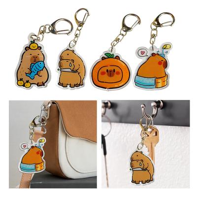 Cute Capybara Acrylic Keychain Trendy Capybara Acrylic Keyring Sturdy and Wear Resistant Keychain for Daily Use