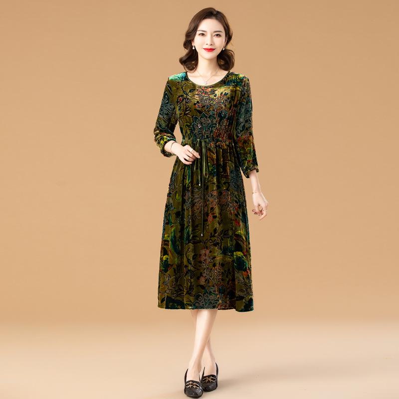 Rochie Slim Hangzhou Real Velvet - Nou Primăvară/Toamnă 2024 Fustă Flock din Mătase de Dud pentru Femei