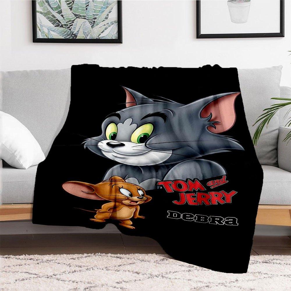 Tom and Jerry Phone WallpaperBlanket Flannel Throw Blanket for Sofa, Bed, Travel, Camping, Office