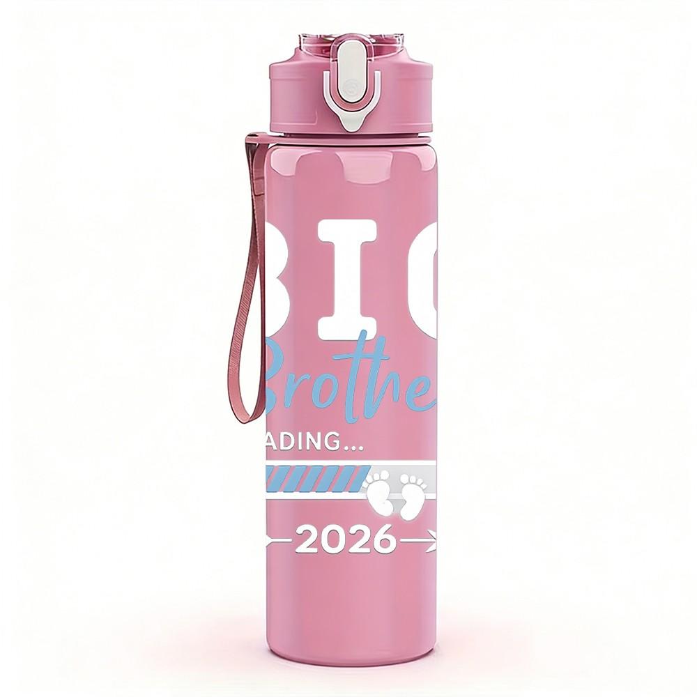 1PC Big Brother Minimal Text Print 750ml Color Plastic Sports Water Bottle Leakproof Flip Straw Lid Suitable for Sports Office Home Use