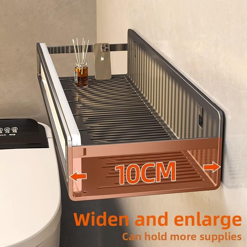 Space Aluminum Wall Mount Bathroom Shelf With Layer Storage For Toilet And Sink Area