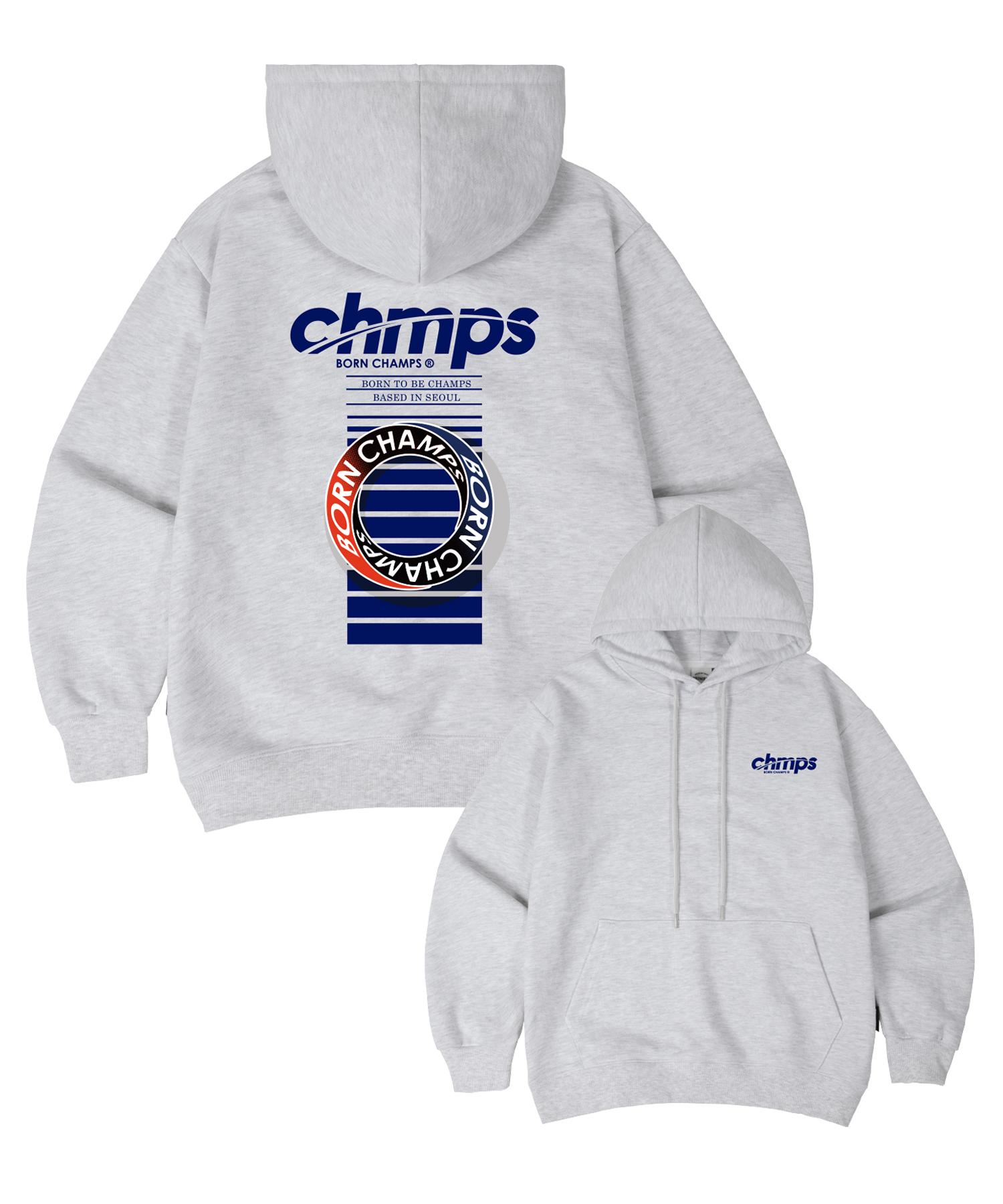 Bonchams [3 цвета] Худи оверсайз Chmps One B25St06 [С флисовой подкладкой/Без флисовой подкладки] (Тип) Melange [No Fleece]/S