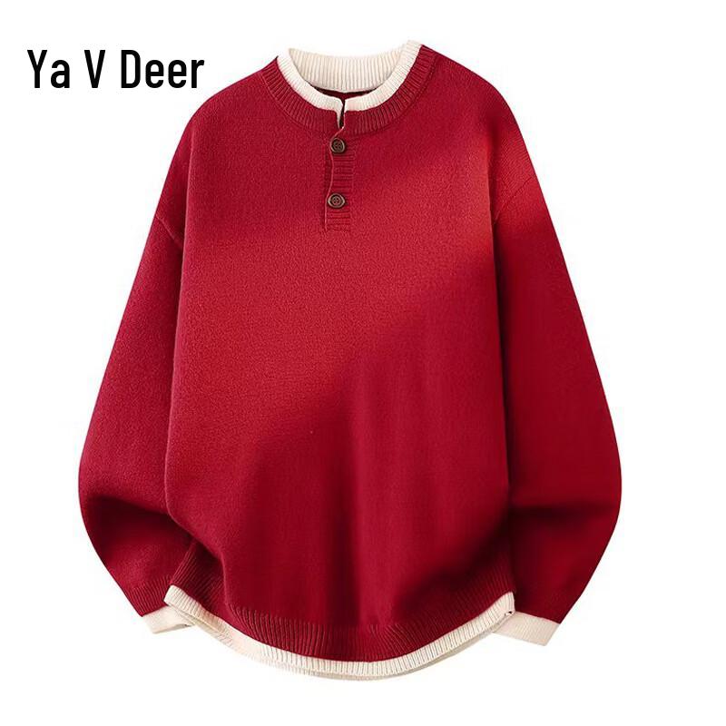 

Yalu Men s Faux Two-Piece Color Block Knit Sweater L