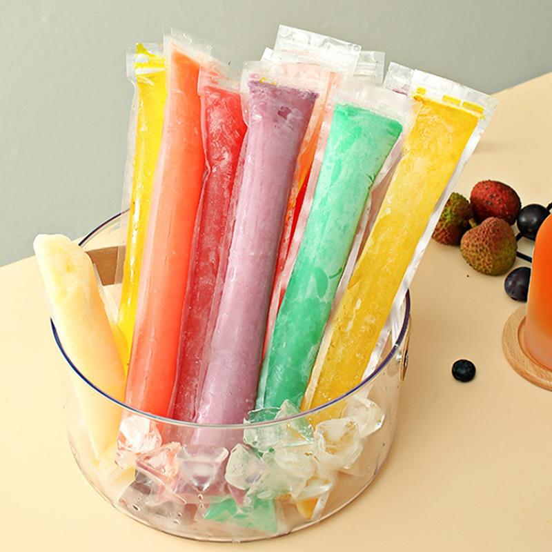 20/50p Disposable Ice Popsicle Mold Bags Bpa Free Freezer Tube With Zip Seals Yogurt Ice Cream Sticks Juice Fruit Smoothies Bag