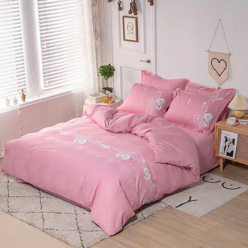 King Size/Queen Size/Twin Size Bed Sheet, Quilt Cover, Pillowcase Three-piece Set/four-piece Set Thick Cotton Bedroom Simple Bedding High Quality
