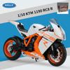 Welly 1/10 KTM 1190 RC8 R Alloy Sports Motorcycle Model Simulation Metal Toy Street Racing Motorcycle Model Collection Kids Gift