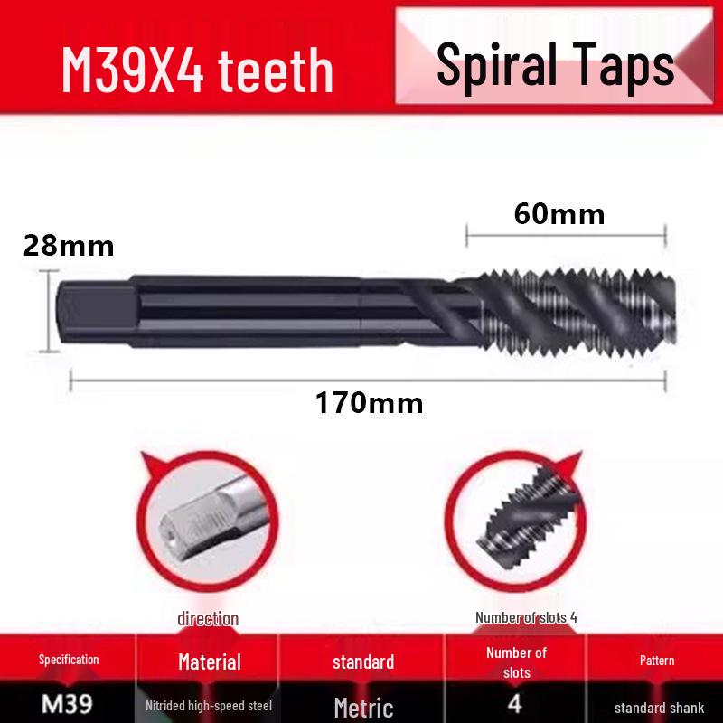 Cobalt Nitride Spiral Tap for Stainless Steel (Drill Bit: M4, M5, M6, M8, M10)