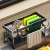 YUJI Stainless Steel Drain Basket Kitchen Storage Rack with Sponge Rack Cleaning Towel Rack