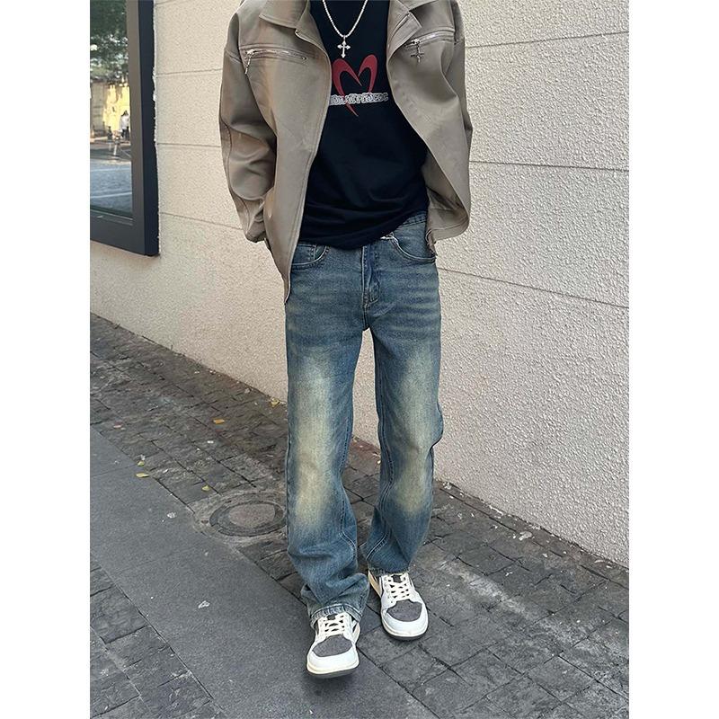 Джинсы мужские JYL рваные новые весна осень американский дизайн уличная мода свободные деним 3XL спаржевый