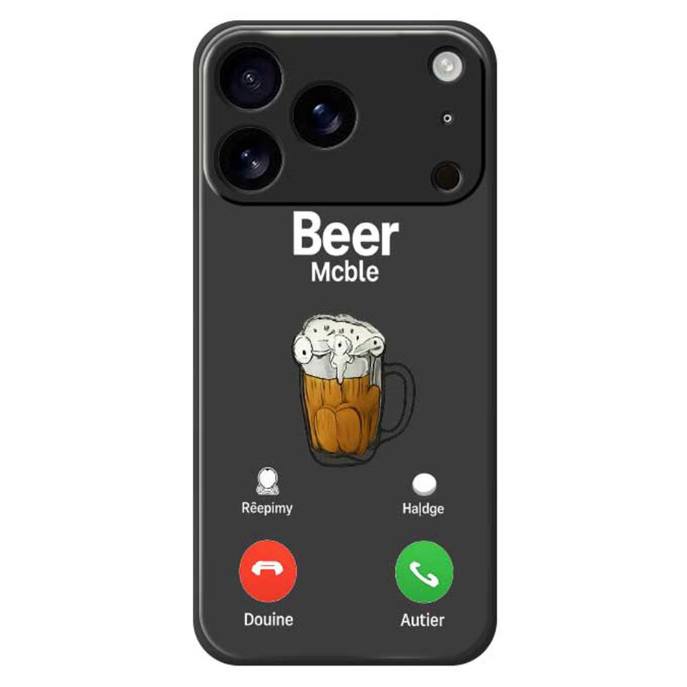 

For iPhone 17 Pro Case Beer Pattern Printing Straight Edge TPU Phone Back Cover Black