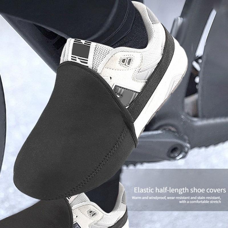 Waterproof Windproof Neoprene Shoe Covers with Elastic Band Thermal Insulation Half Shoe Covers for Cycling Daily Use