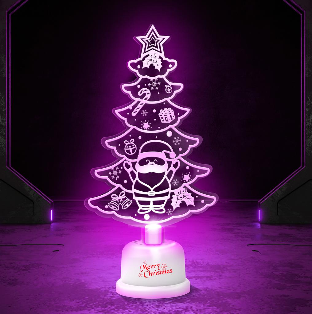 Decorated Christmas Tree Fake Pine Tree Mini Artificial Christmas Tree Santa Snow Navidad Xmas Decor Children's Night Light