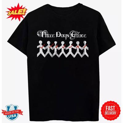 Three Days Grace Strichmännchen Grafik-T-Shirt: Rockband Musik Fan T-Shirt