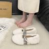 Fairy Mao Mao shoes outer wear 2025 autumn and winter new gentle and cute warm velvet small fragrant wind solid color cotton shoes