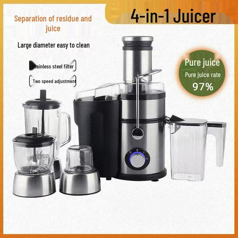 Commercial Multi-Functional 4-in-1 Juicer & Blender with Large Caliber Stainless Steel Design