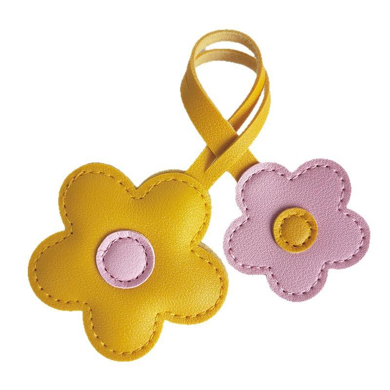 Contrast-color Flower Bag Charm, Creative PU Leather Sunflower Keychain, Bag Accessory