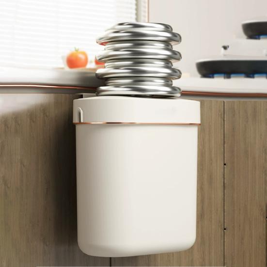 Wall-Mounted Trash Can with Lid Anti-Odor Insect-Proof Sealed Design No Drilling Large Opening Kitchen Garbage Bin