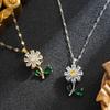 Cubic Zirconia Daisy Necklace and Earrings Set with Micro-Pave Luxury
