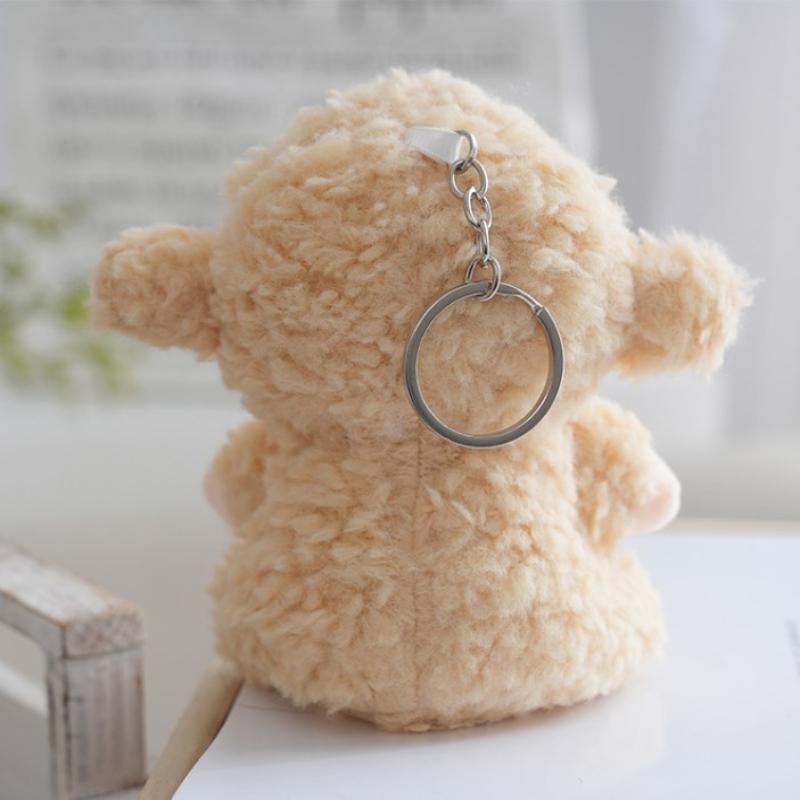 Soft Fluffy Sheep Stuffed Keychain Lovely Lace Skirt Animal Pendant for Kids Purse Accessory Party Gifts