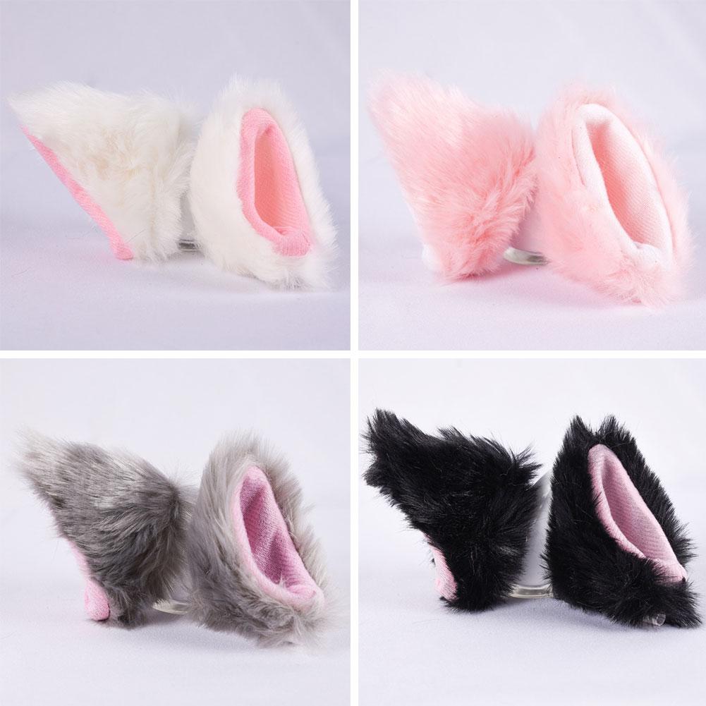 Motorcycle Helmet Decor Cat Ears Cute Plush Stickers Motocross Full Face Off Road Helmet Cosplay Styling Motorcycle Accessories