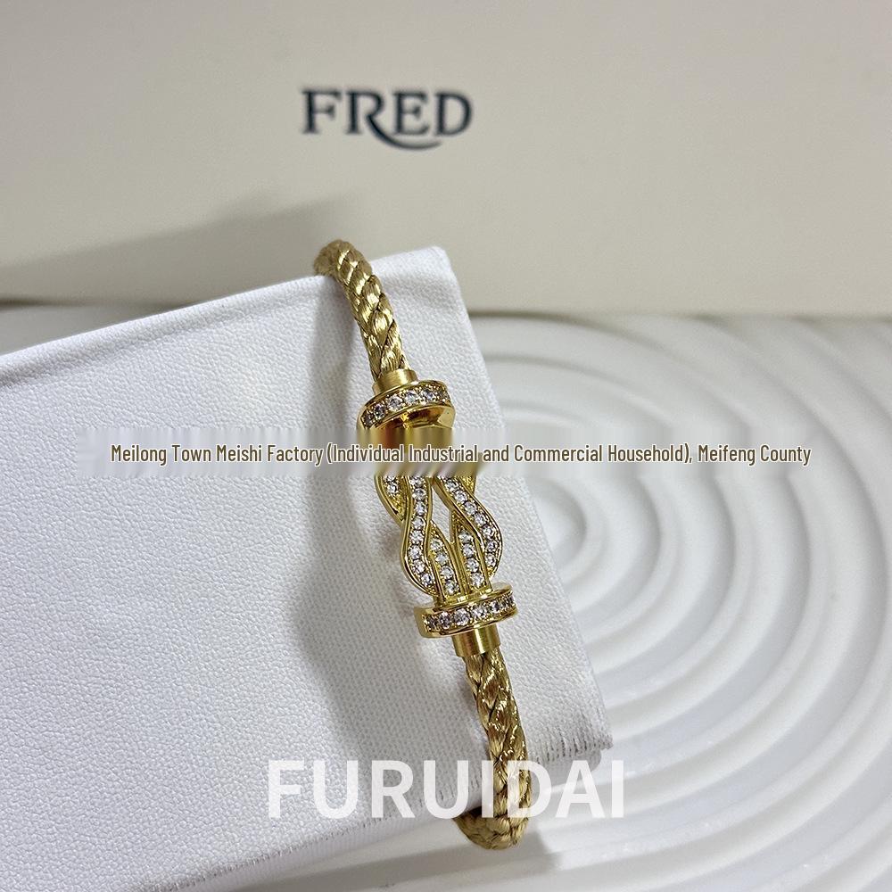 Fei Family Diamond Horseshoe Bracelet: Zodiac-Themed DIY Steel Wire for Couples