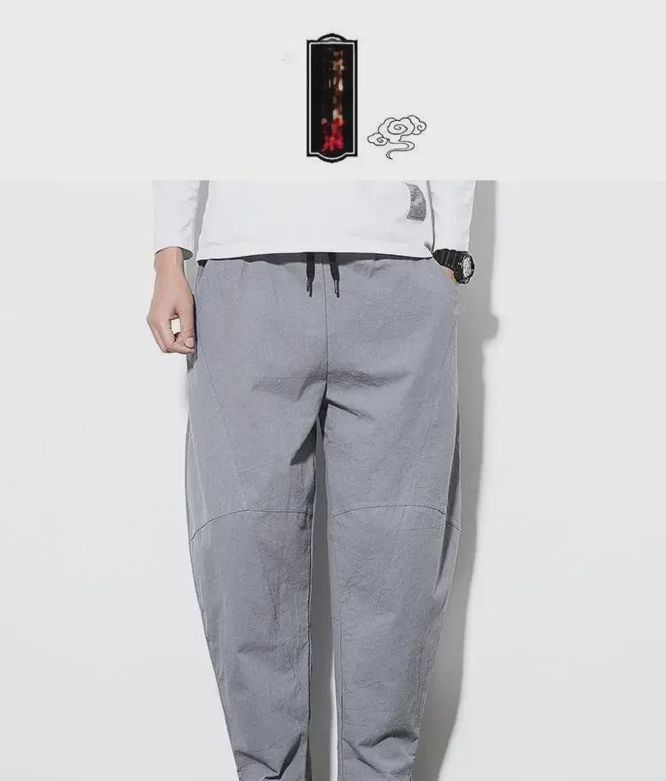 Men's Trendy Cotton-Linen Loose Carrot Pants - Chinese Style, Large Size, Nepalese Bloomers for Spring and Summer.
