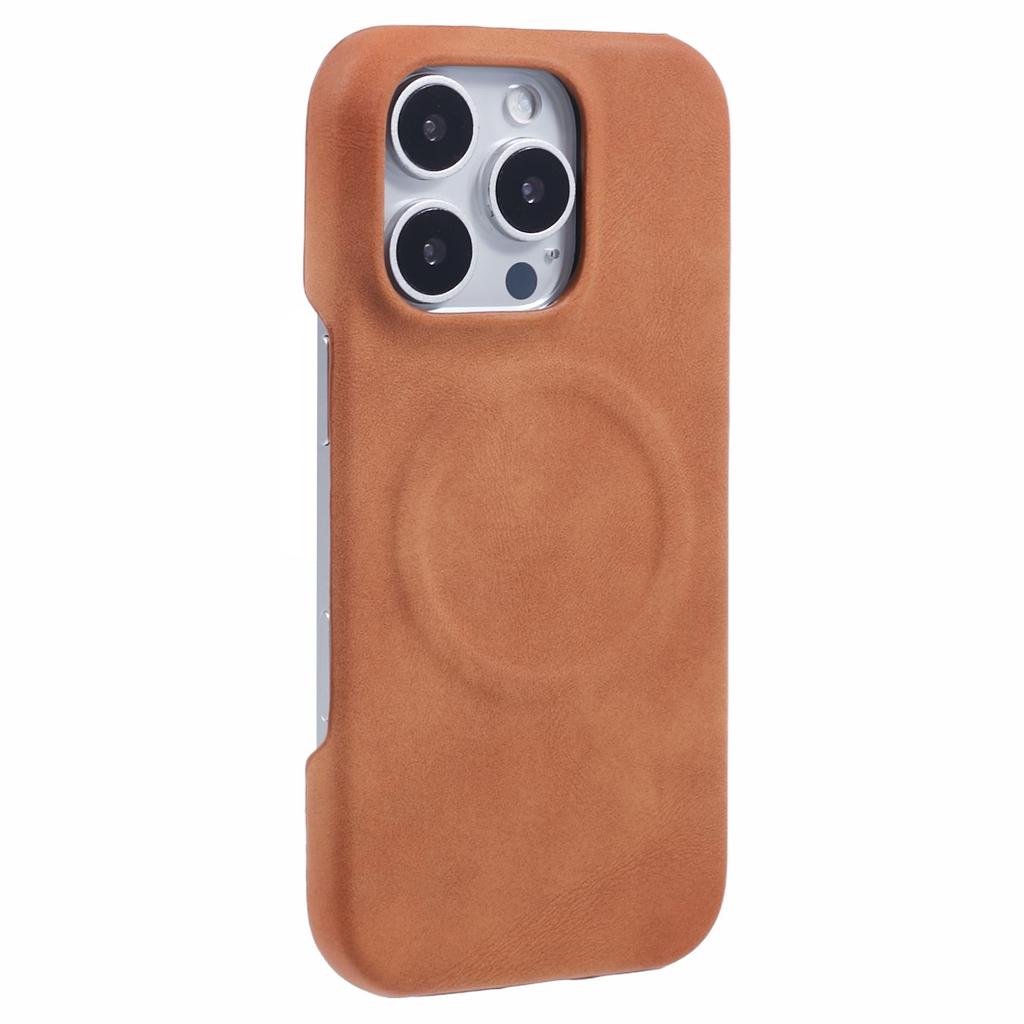 For iPhone 16 Pro Case Compatible with MagSafe Skin-Touch Leather+PC Back Cover
