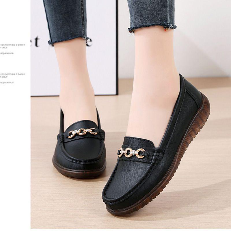 

zapatos de mujer women cute round toe black anti skid comfort slip on flat loafers lady casual grey comfort flat shoes ga544 35