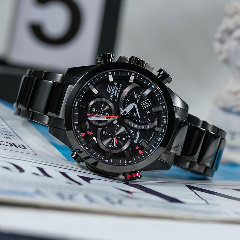 Casio EDIFICE 200 Meters Waterproof Quartz Movement Stainless Steel Strap Japanese and Korean Watch Men's Watch Black Dial EQB-501YDC-1AMPRD