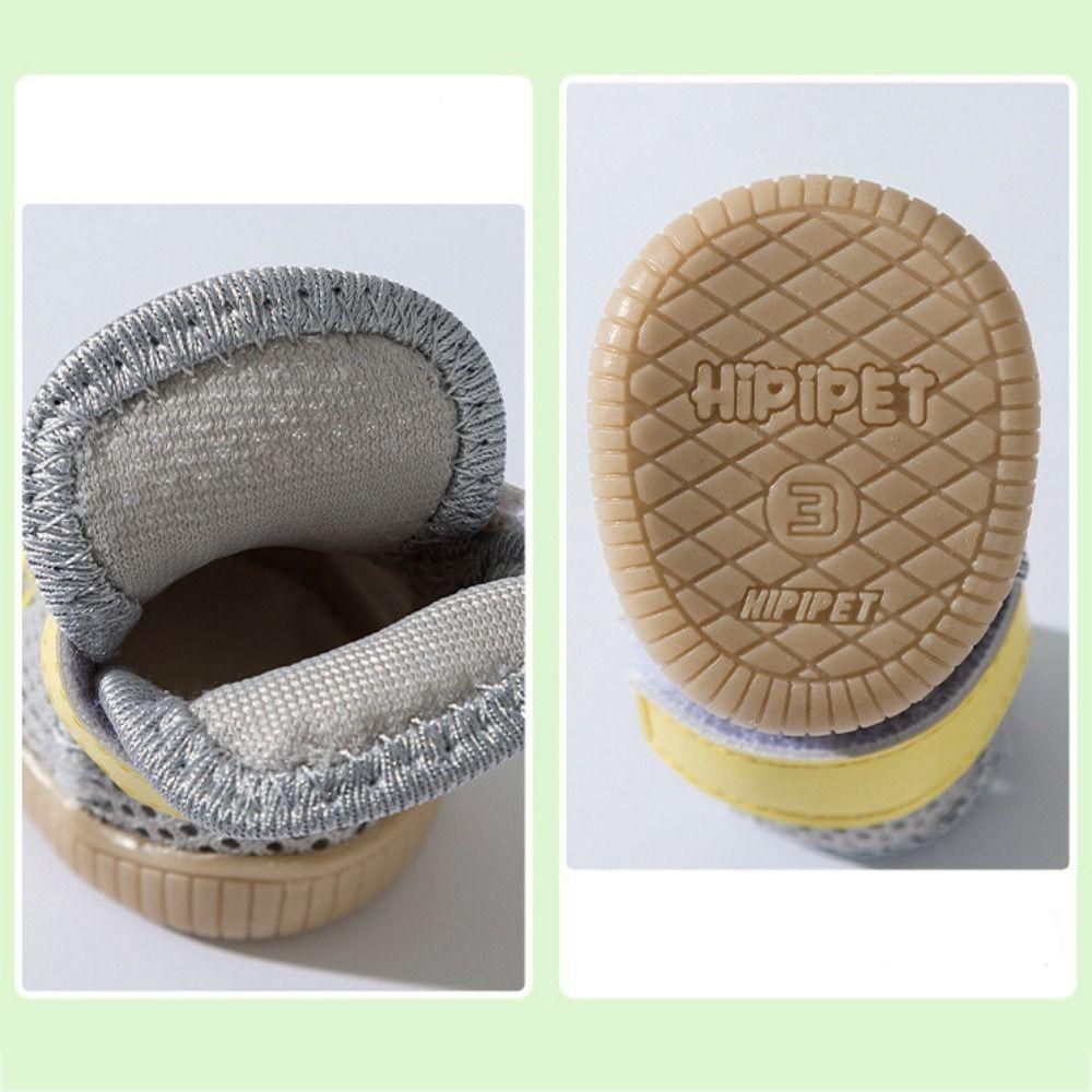 4pcs/set Anti-slip Mesh Dog Shoes Wear-resistant Pet Sneakers Dog Going Out Shoes Dogs Boots  Autumn