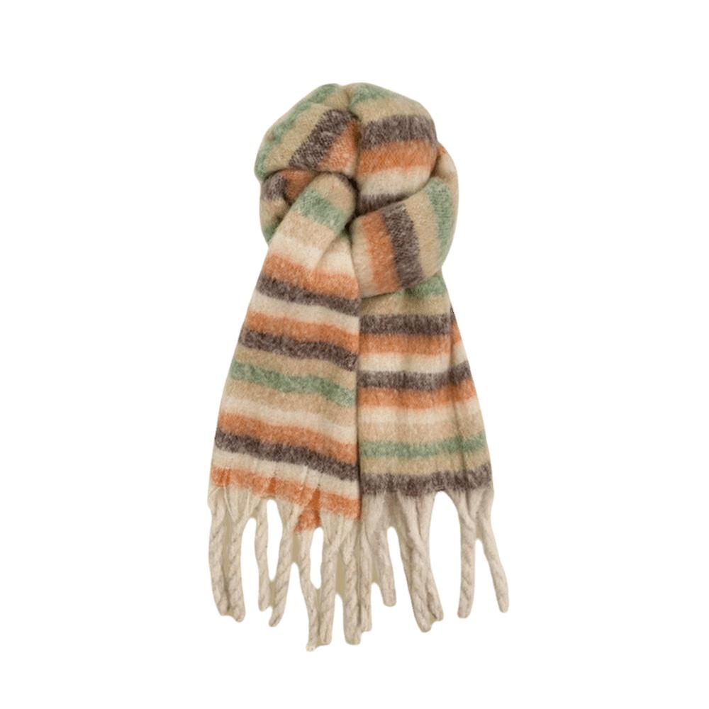 Mohair Winter Cashmere Scarves Rainbow Long Shawl Elegant Stripe Wool Scarf Student