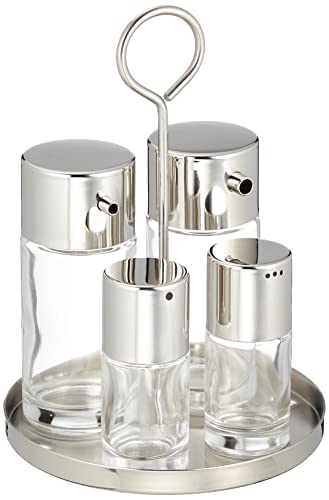 Набор из 4 контейнеров для приправ Emtaka с крышкой из нержавеющей стали, набор кастеров коммерческого класса, круглая подставка, стекло, умный дизайн, сделано в Японии, ETK-4547