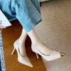 G8727-2 Metal Head High Heels Women's 2025 Summer New Square Head French Temperament Thin Heel Single Shoes Versatile Women