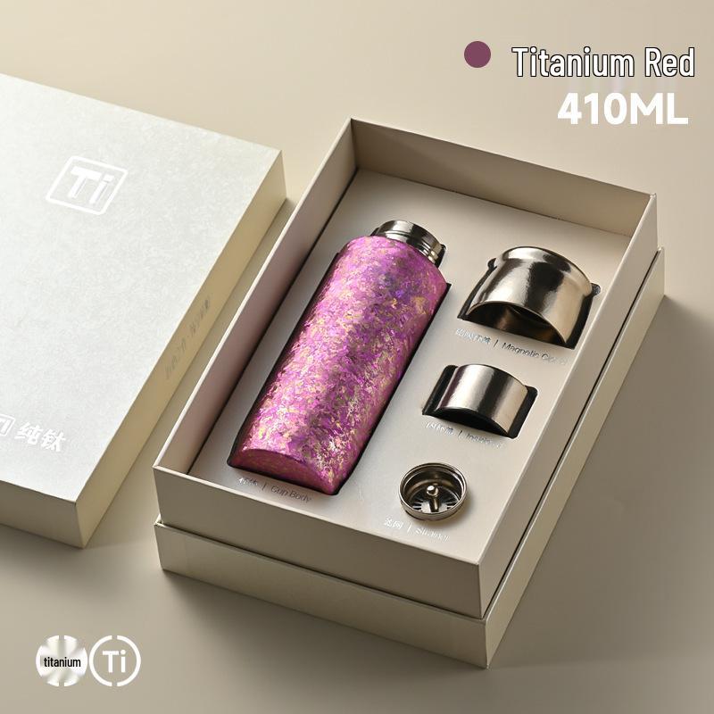 Tazza Termica Premium in Titanio Puro con Tappo Magnetico – Tazza Portatile da Esterno per Auto per Acqua e Infusione Tè