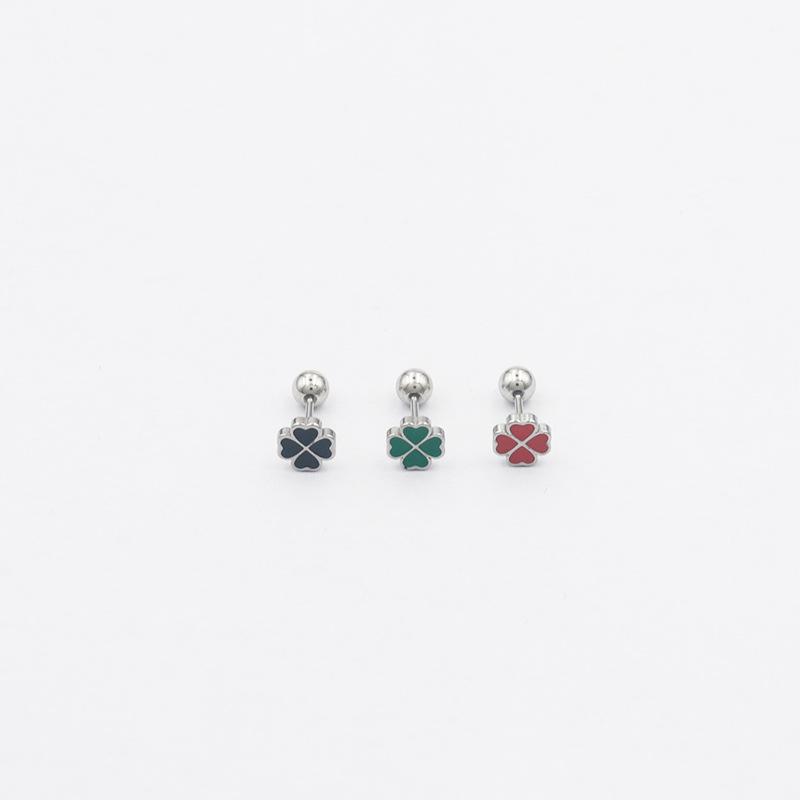 Feine Nadel aus Titanstahl, zum Schlafen, ohne die kleinen vierblättrigen Kleeblatt-Ohrringe zu entfernen, einfache, vielseitige Ohrknochen-Ohrringe, Ohrschmuck für Damen