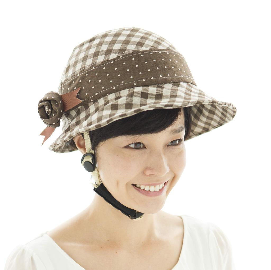 CAPOR Camellia Bicycle Helmet with Interchangeable Check M C622FBDL Hat, Brown, (56-59cm)