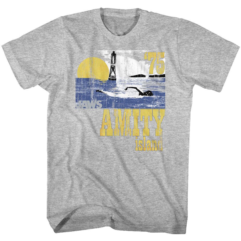 Jaws 70 Thriller Movie Unexpecting Sunset Swimmer Amity Island Men T Shirt XXL