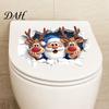 Creative Indoor Outdoor Ornaments Christmas Santa Claus And Elk Toilet Stickers, 3D Wall Breaking Decals, Seasonal Party Decorations Waterproof