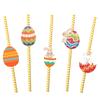 24pcs Easter Straws Paper Reusable Straws Easter Straws Colorful Ring Straws Children Easter Party Supplies Gift