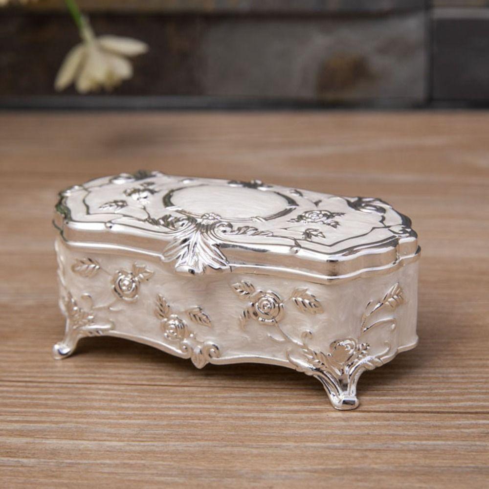 Zinc Zinc Zinc Alloy Jewelry Storage Box Vintage Trinket Case Luxury Treasure Chest  Ring