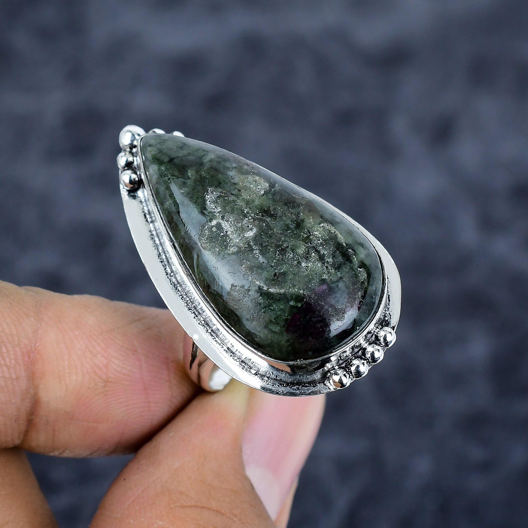 

Star Galaxy Gemstone Handmade 925 Sterling Silver Jewelry Ring Size 9 M-2822