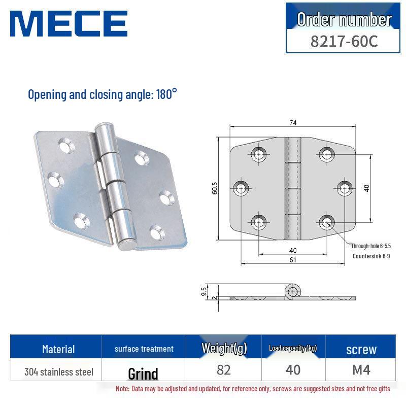 304 Stainless Steel Thickened Cabinet & Wooden Door Hinges