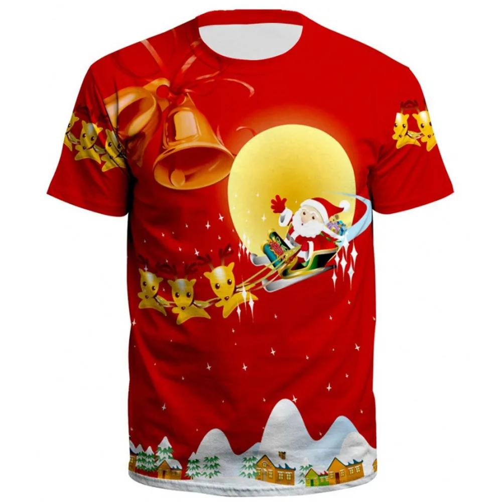 Weihnachts-T-Shirts Weihnachtsmann 3D-Druck Herren Damen Mode Übergroße Kurzarm-Tees Oberteile Party Cosplay Kleidung