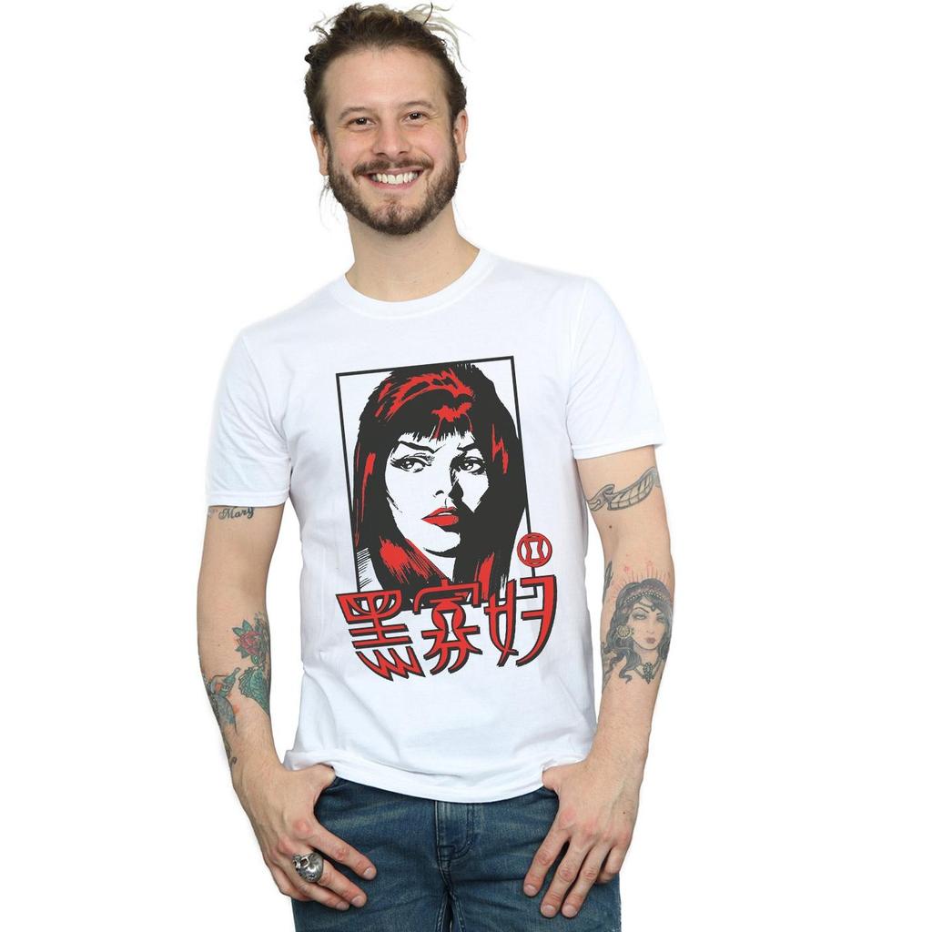 Marvel Mens Black Widow Chinese Logo T-Shirt