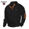 Gant Embroidery Men's Outdoor Casual Standing Collar Long Sleeved Jacquard Knitted Pullover Sweatshirt In Autumn and Winter