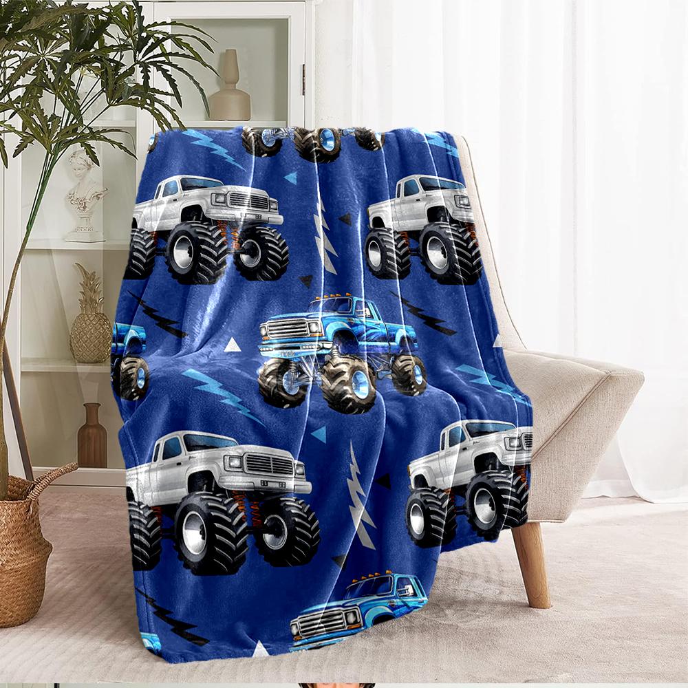 Truck Theme Printed Blanket - Perfect for Couch, Bed, Travel & Outdoor Use | Machine Washable, Cozy & Durable.
