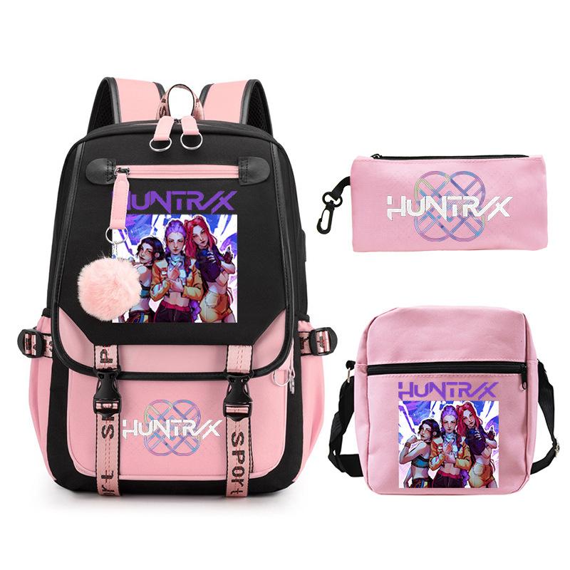 KPop Demon Hunters Fashion Student School Bag Shoulder Backpack Casual Pencil Bag